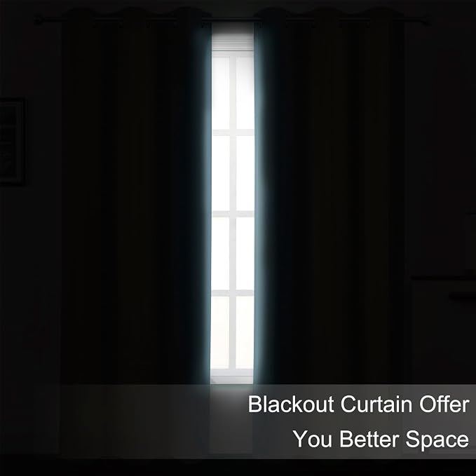 Blackout Curtains 52 x 90 inches Long Stone Blue Curtains Set of 2 Panels - Image 3