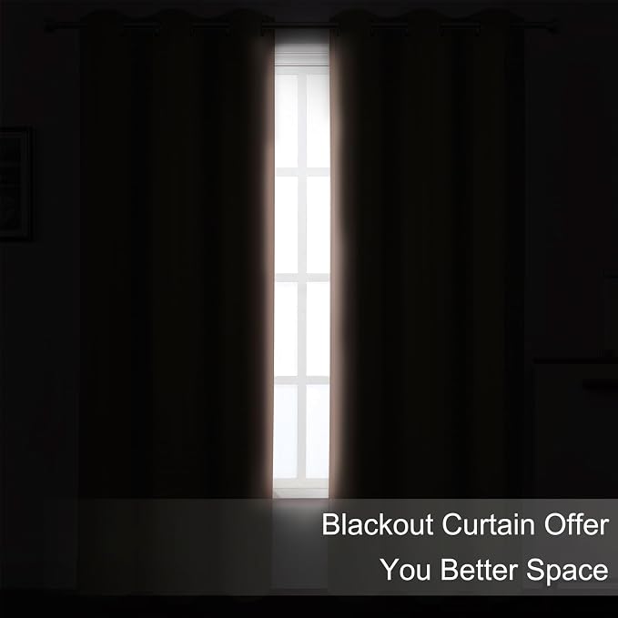 Blackout Curtains 66 x 54 Inch Long Blush Curtains Set of 2 Panels Room - Image 3