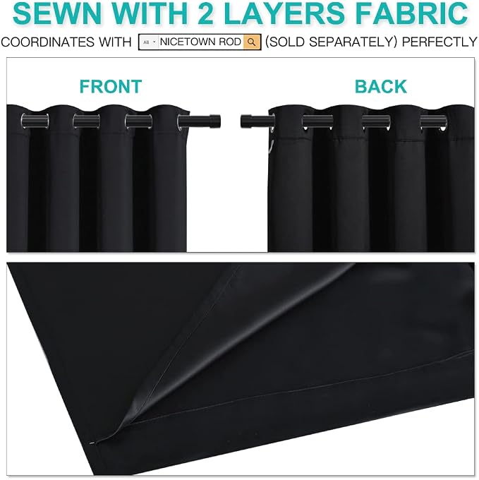 NICETOWN 100% Blackout Window Curtain Panels, Full Light Blocking Drapes - Image 5