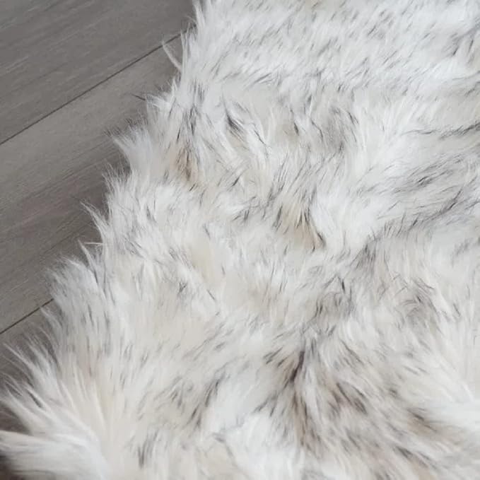 ORINOVA White and Grey 4X6 Faux Sheepskin Shag Fur Runner Rugs - Image 7