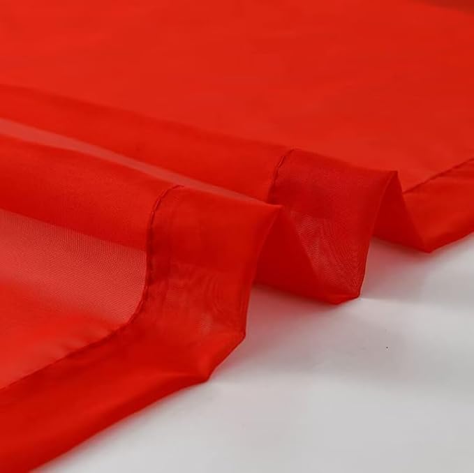 SpaceDresser Sheer Red Curtains 4 Panels Rod Pocket Semi-Sheer Curtain 96 - Image 6