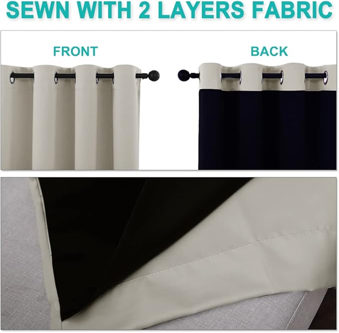 NICETOWN 100% Blackout Curtains 57 inches Long, Double-Deck Completely Blackout - Image 5