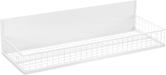 Magnetic Shelf for Fridge Magnetic Basket Organizer Wire Mesh Magnetic Holder Magnet Shelf Accessories for Office Kitchen Classroom Storage,White, 13.77" x 5.11" x 1.7"