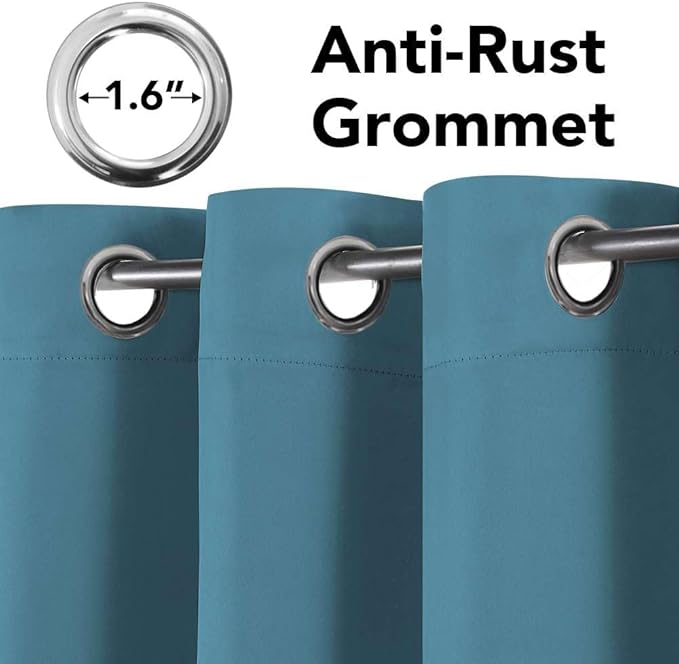 H.VERSAILTEX Window Treatment Blackout Thermal Insulated Room Darkening Solid Grommet Curtains/Drapes for Bedroom (Set of 2 Panels,52 by 63 Inch Long, Storm Blue)