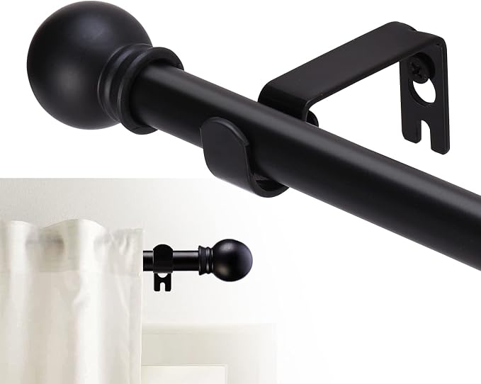 GXOACKJ Curtain Rods for windows 28-78 inch, 5/8 inch Decorative Matte Black by GXOACKJ