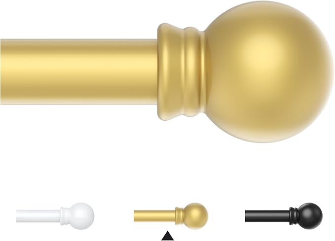 Thestoa Gold Curtain Rods for Windows 30-62 Inch, 5/8" Stainless Steel Small by Thestoa