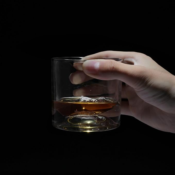 Rocky Mountains Heavy Crystal Whiskey Glasses Gift Set of 2, Thick Freezable Bourbon Glass 1lb Each, Premium Whiskey Gifts for Men, Frozen Crystal Chills Cocktails, 10 oz