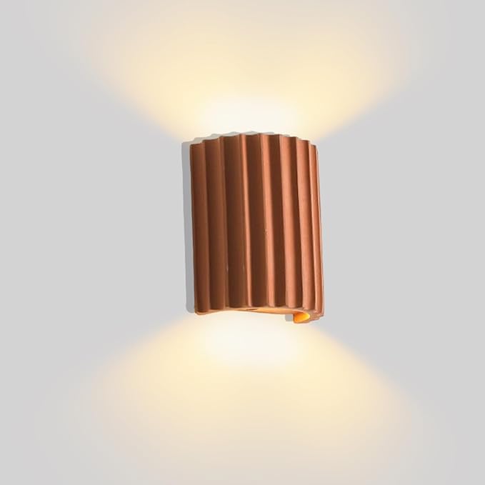 LightInTheBox Modern LED Wall Sconce Minimalist Resin Wall Light Nordic Style Half-Cylinder Tree Root Desgin Up and Down Light for Stairs Hallway Bedroom (Orange)