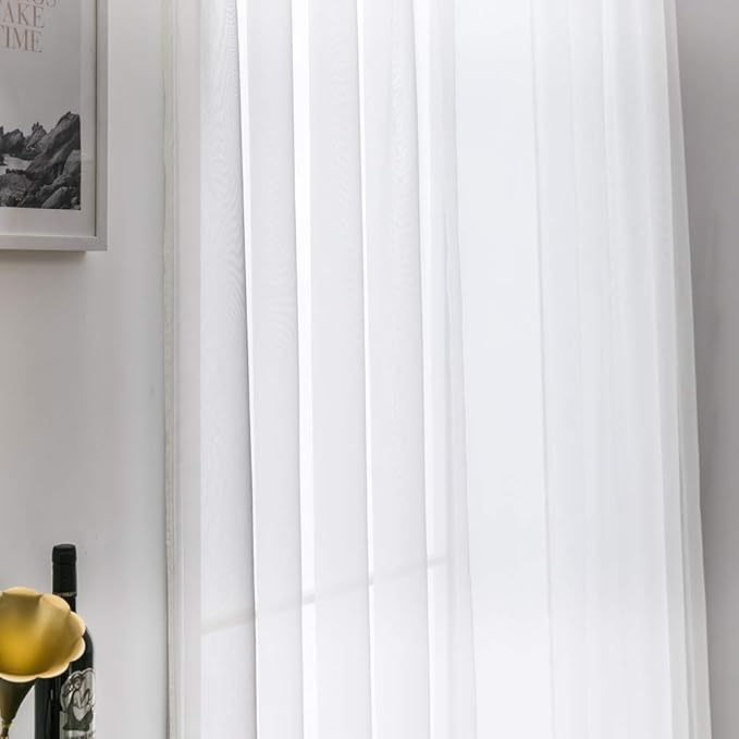 MIULEE 2 Panels Sheer Curtains for Living Room 54 X 84 Inches Ivory | Window - Image 5