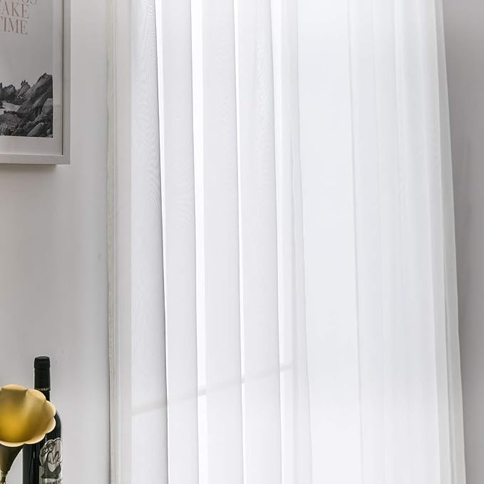 MIULEE 2 Panels Sheer Curtains for Living Room 54 X 96 Inches Ivory | Window - Image 5