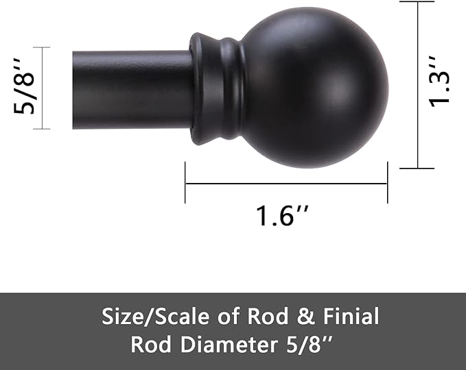 GXOACKJ Curtain Rods for windows 32-62 inch, 5/8 inch Decorative Matte Black - Image 5
