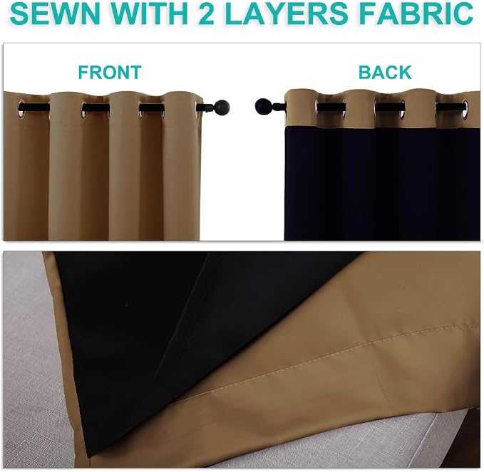 NICETOWN 100% Blackout Curtains 45 inches Long, 1 Pair, 42 inches Width Each - Image 5