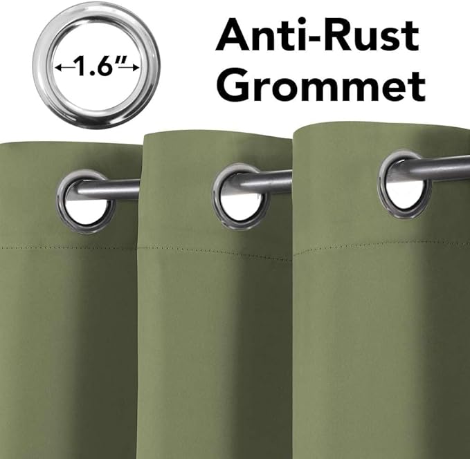 H.VERSAILTEX Window Treatment Blackout Thermal Insulated Room Darkening Solid Grommet Curtains/Drapes for Bedroom (Set of 2 Panels,52 by 63 Inch Long, Sage)