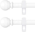 White Curtain Rods for Windows 48 to 84 or 88 Inches Max-2 Pack 5/8'' Metal by Poskena