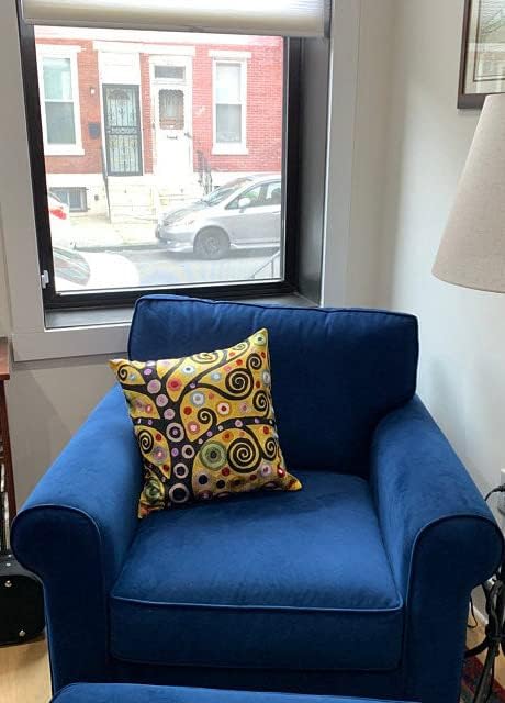 Klimt Yellow Tree of Life Pillow Cover Gold Floral Pillowcase Flower Botanical Gold Accent Suzani Sofa Cushions Kids Room Cushions Hand Embroidered Wool Size - 18x18