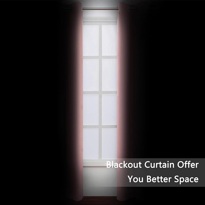 Blackout Curtains 52 x 63 inch/Pink Curtains Set of 2 Panels/Thermal Insulated - Image 3