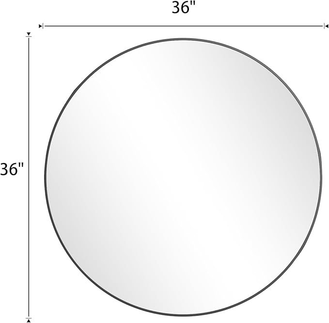 BEAUTYPEAK 42 Inch Round Mirror, Metal Frame Circle Mirror, Wall Mounted for Entryway, Bathroom, Vanity, Living Room, Black