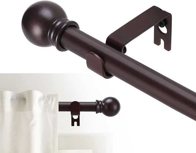 GXOACKJ Curtain Rods for windows 28-78 inch, 5/8 inch Decorative Brown Splicing by GXOACKJ