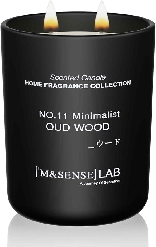 M&SENSE Natural Soy Candle| Oud Wood | 16.6 oz, 95H Burn | Minimalist Scented Candle for Relaxation, Gifting, Home Décor | for Bedroom, Office, Party Large