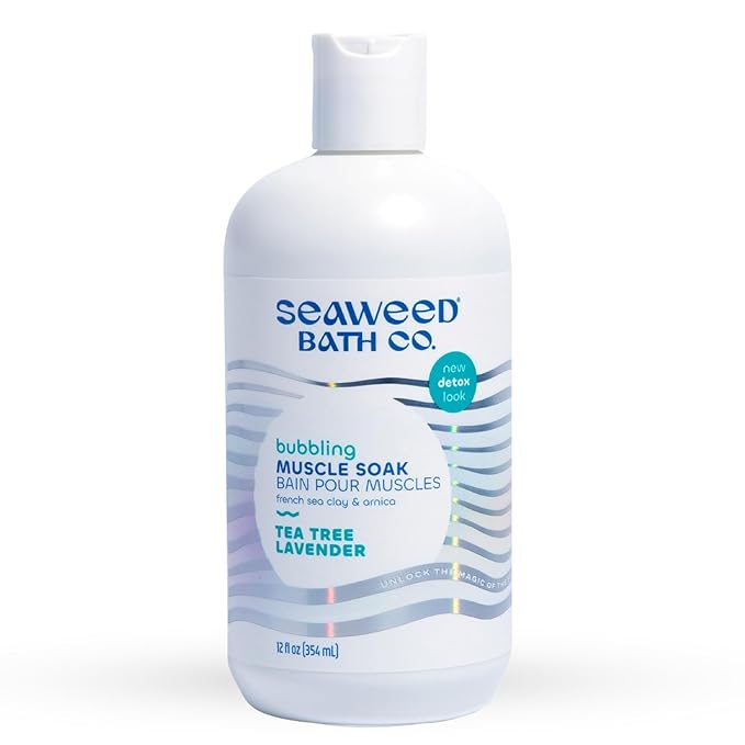 Seaweed Bath Co. Bubbling Muscle Soak, Tea Tree Lavender Scent, 12 Ounce, Sustainably Harvested Seaweed, French Sea Clay, Arnica