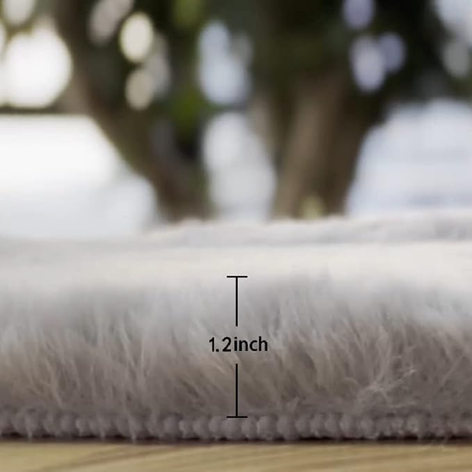 ORINOVA Grey Round Rug 3ft Machine Washable Shaggy Area Rugs - Image 2