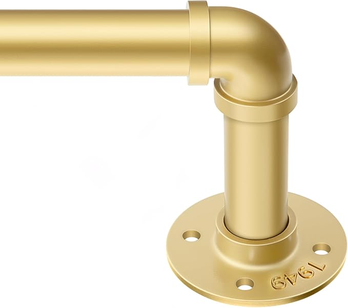 Zeerobee Curtain Rods for Windows 32 to 48, 1 Inch Industrial Wrap Around Gold by zeerobee