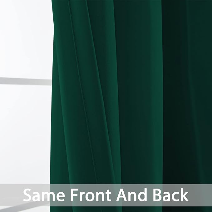 Yakamok Room Darkening Curtains 52x90 inch Length Dark Green-Living Room | 2 - Image 3
