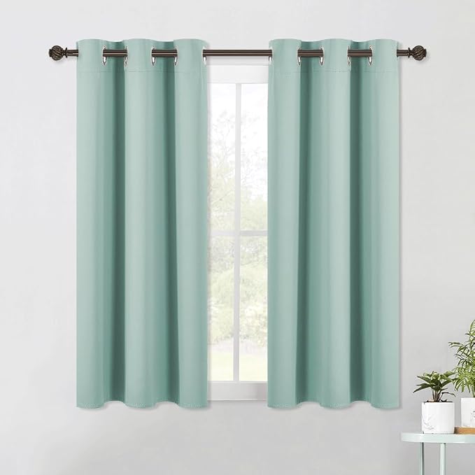 NICETOWN Aqua Blue Blackout Curtain Panels 48 inch Long Set of 2 by NICETOWN