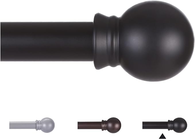 Thestoa Curtain Rods for Windows 30-62 Inch, 5/8" Matte Black Curtain Rods by Thestoa