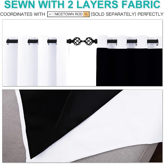 NICETOWN White 100% Blackout Curtains - Image 5