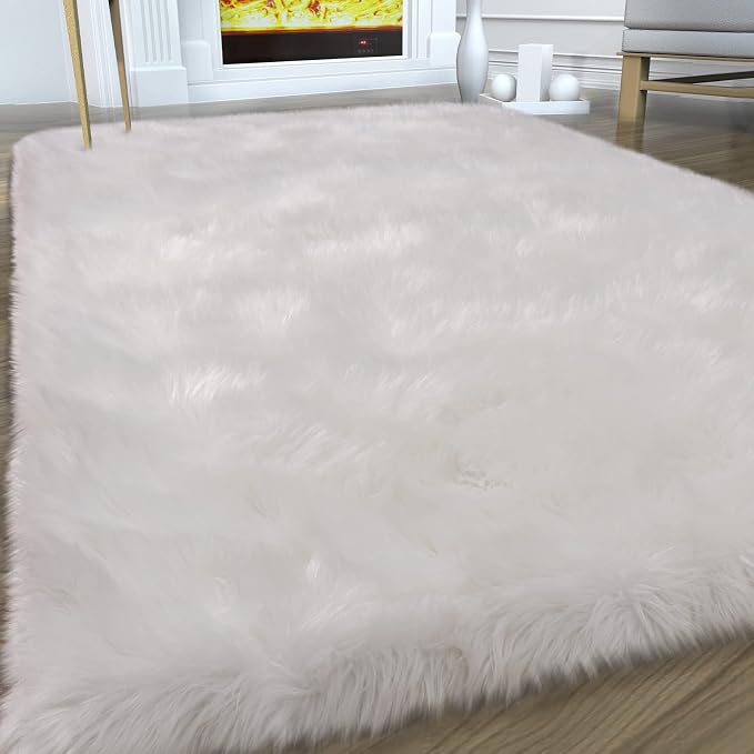 Faux Fur Area Rug, Indoor Plush Floor Carpets - Image 2