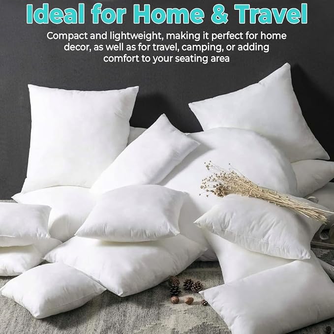 QUBA LINEN Throw Pillow Inserts, 20x20 Inches - Image 5