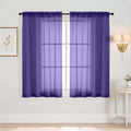 Purple Window Sheer Curtains 45 Inches Length, Voile Short Curtains by Home