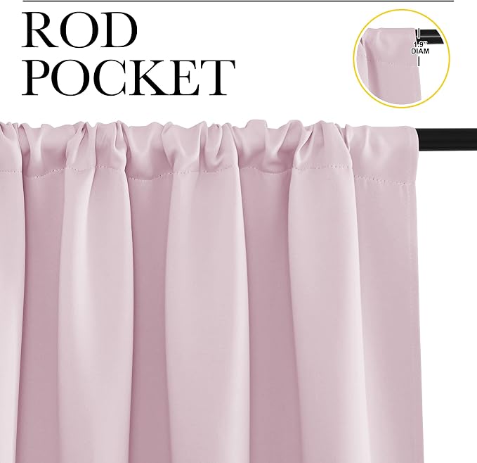 NICETOWN Window Curtains for Bedroom, Baby Pink, 2 Panels, W42 x L48 -Inch - Image 2