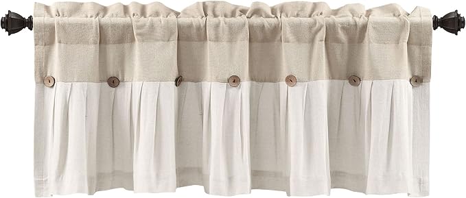Lush Decor Linen Button Farmhouse Valance Curtians 52"W x 18"L Linen - Image 4