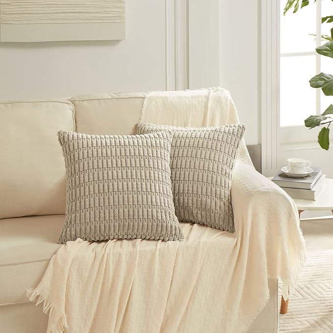 Fancy Homi 4 Packs Taupe Decorative Throw Pillow Covers 20x20 Inch - Image 6