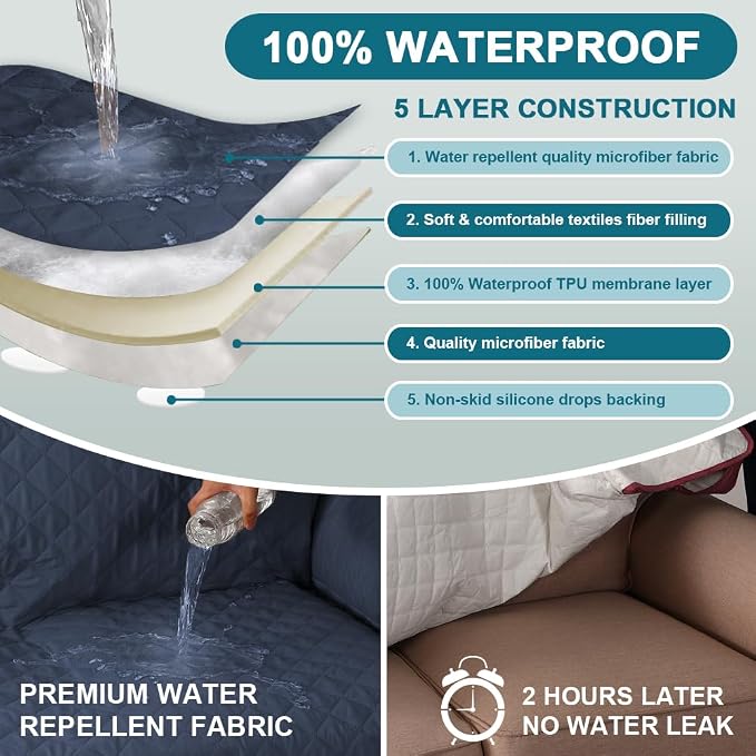 Turquoize 100% Waterproof Sofa Covers Chair Cover Slipcover Couch Protector - Image 3