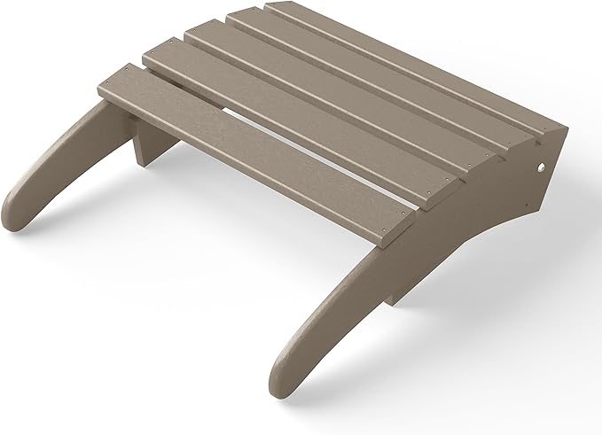 WestinTrends Outdoor Ottoman, Patio Adirondack Ottoman Foot Rest, All Weather Poly Lumber Folding Foot Stool for Adirondack Chair, Widely Used for Outside Porch Pool Lawn Backyard, Weathered Wood