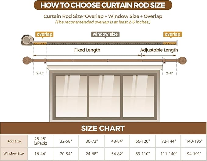 KAMANINA Curtain Rods for Windows, Antique Silver Curtain Rod 32 to 58 Inch - Image 8