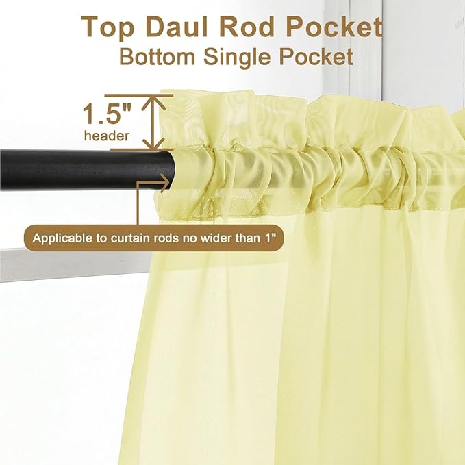 Chyhomenyc Sheer Curtains 108 Inch Length 2 Panels Set - Image 5