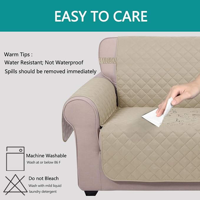 U-NICE HOME Reversible Oversized Chair Covers Quilted Water Repellent Pet - Image 4