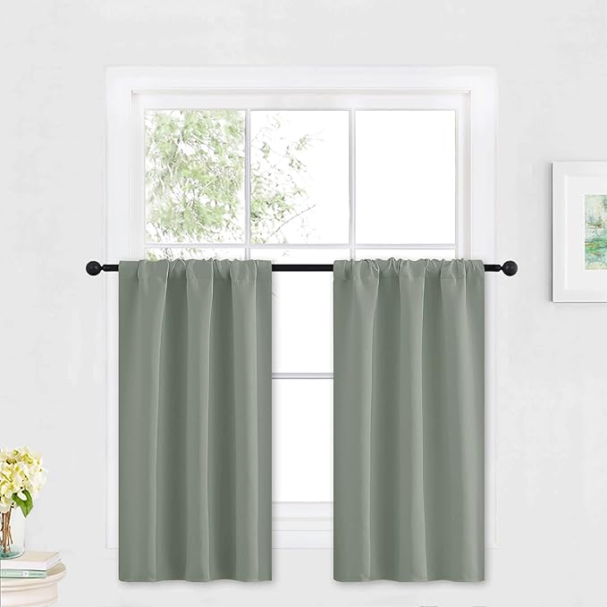 RYB HOME Kitchen Blackout Curtains Over Sink 36 inch Length, Rod Pocket Summer by RYBHOME
