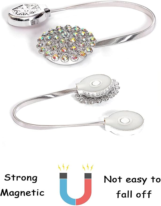 Magnetic Tiebacks for Curtains, 2 Pack Sparkling Crystal Flower Curtain - Image 4