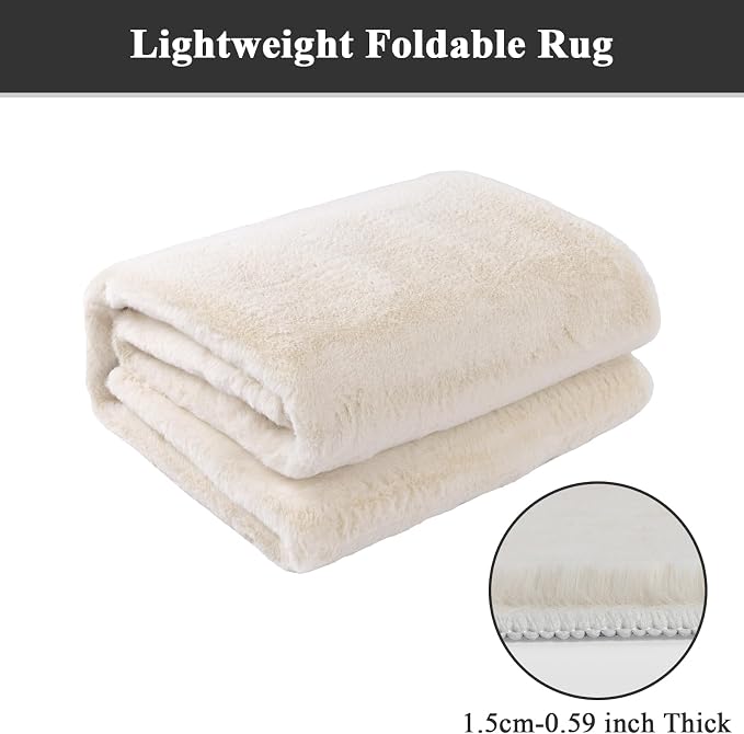 SHACOS Silky Soft Faux Rabbit Fur Area Rug 3'x5' Non Slip Washable Padded Throw - Image 5