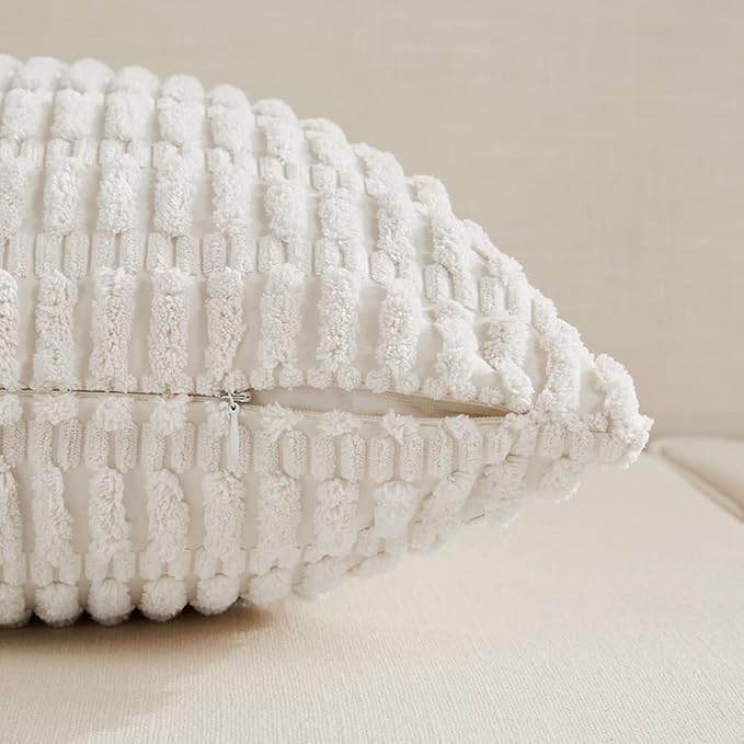 Fancy Homi 4 Packs Pure White Decorative Throw Pillow Covers 16x16 Inch - Image 3