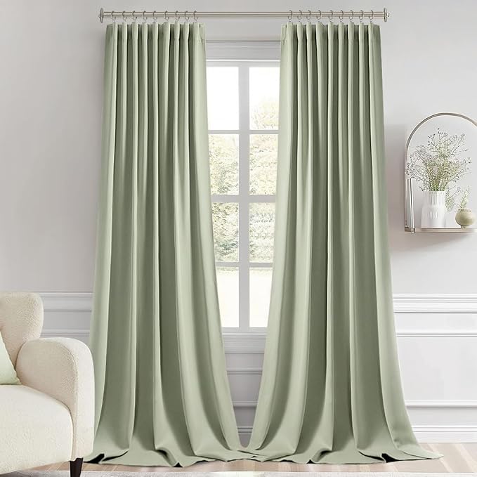 MIULEE Back Tab Sage Green Curtains 96 Inch Long 2 Panels Set - Image 9