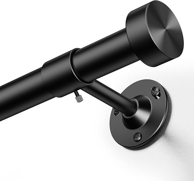 YaFex Heavy Duty Curtain Rods 32-150 Inch, 1 Inch Adjustable Black Curtain Rod by YaFex