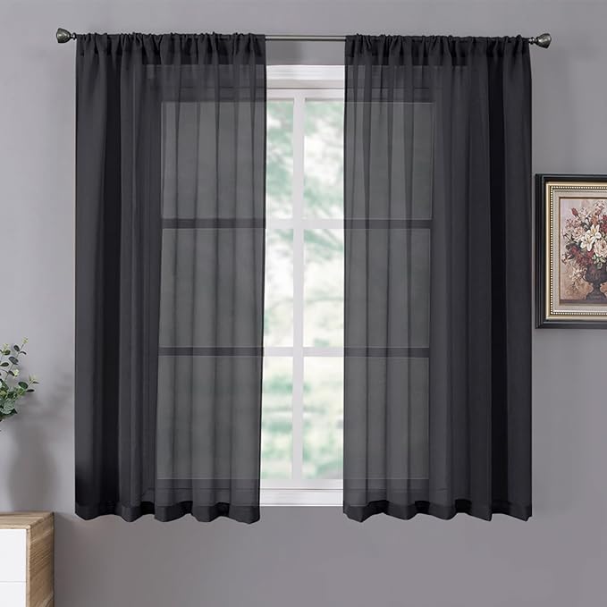 Tollpiz Sheer Curtains Living Room Linen Textured Curtain Sheers Light by Tollpiz