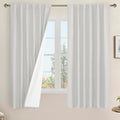 Light Grey 100% Blackout Linen Bedroom Curtains 63 Inches 2 Panels | Linen by LAMIT