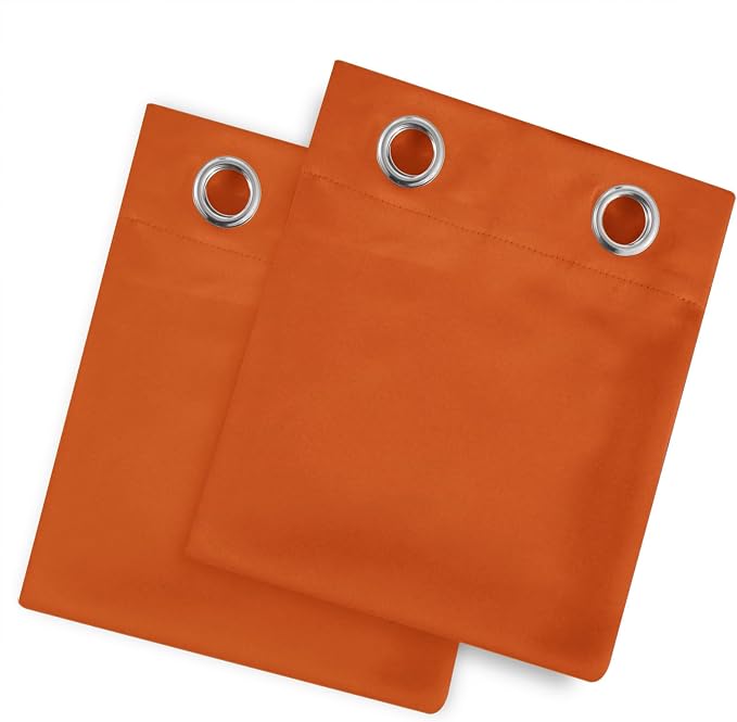 LEMOMO Blackout Curtains 66 x 72 Inch Long Orange Curtains Set of 2 Panels Room - Image 9